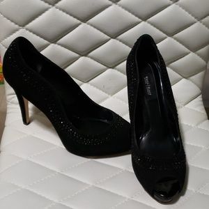 Black peep toe heels